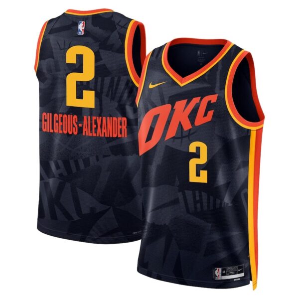 Men's  City Edition Oklahoma City Thunder Shai Gilgeous-Alexander #2 Navy 2023-2024 season Jersey - Image 2